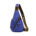 thumbnail image 1 of KL928 Vintage Canvas Sling Backpack – Lightweight Portable Crossbody Bag with Multiple Compartments,Dark Blue, 1 of 7