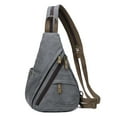 thumbnail image 1 of KL928 Vintage Leather Fanny Packs,Multi-pockets Sling bag for Men and Women,Dark Grey, 1 of 6