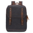 thumbnail image 1 of KL928 Vintage Waterproof Canvas Backpack with Leather Straps Large Capacity(40L) Travel & Laptop Bag for Men and Women(Black), 1 of 5