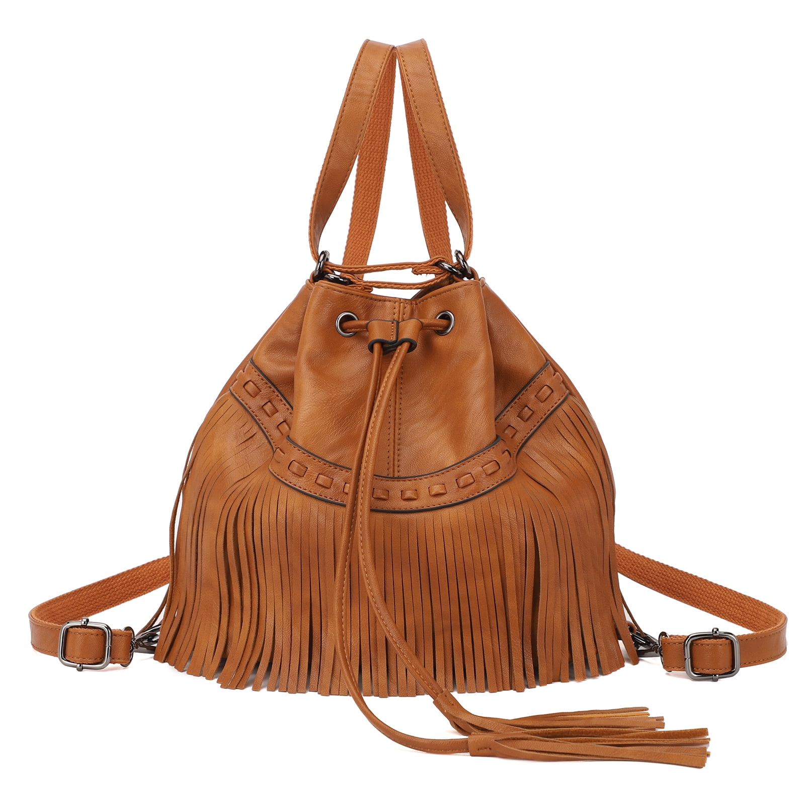 KL928 Women Backpack Purse Fringed Tassel Shoulder Bag with  display picture 1