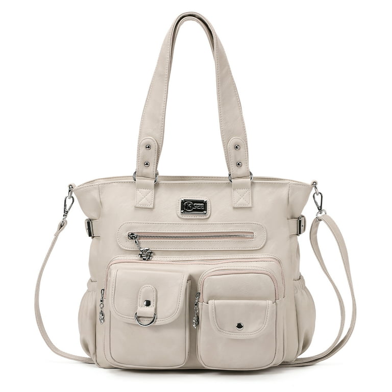  EVVE Women's Top Handle Satchel with Detachable Strap Small  Pebbled Leather Crossbody Bag