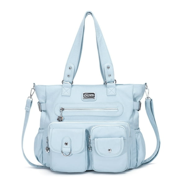 KL928 Women Large Purses Shoulder Bag top Handle Satchel Bag for Work Travel with 2 Straps (Light Blue)