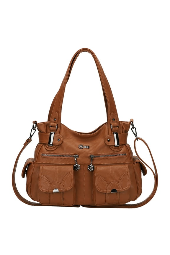 Women Large Purses and Handbags Shoulder Bag PU Leather Multi-Pocket Tote Bag