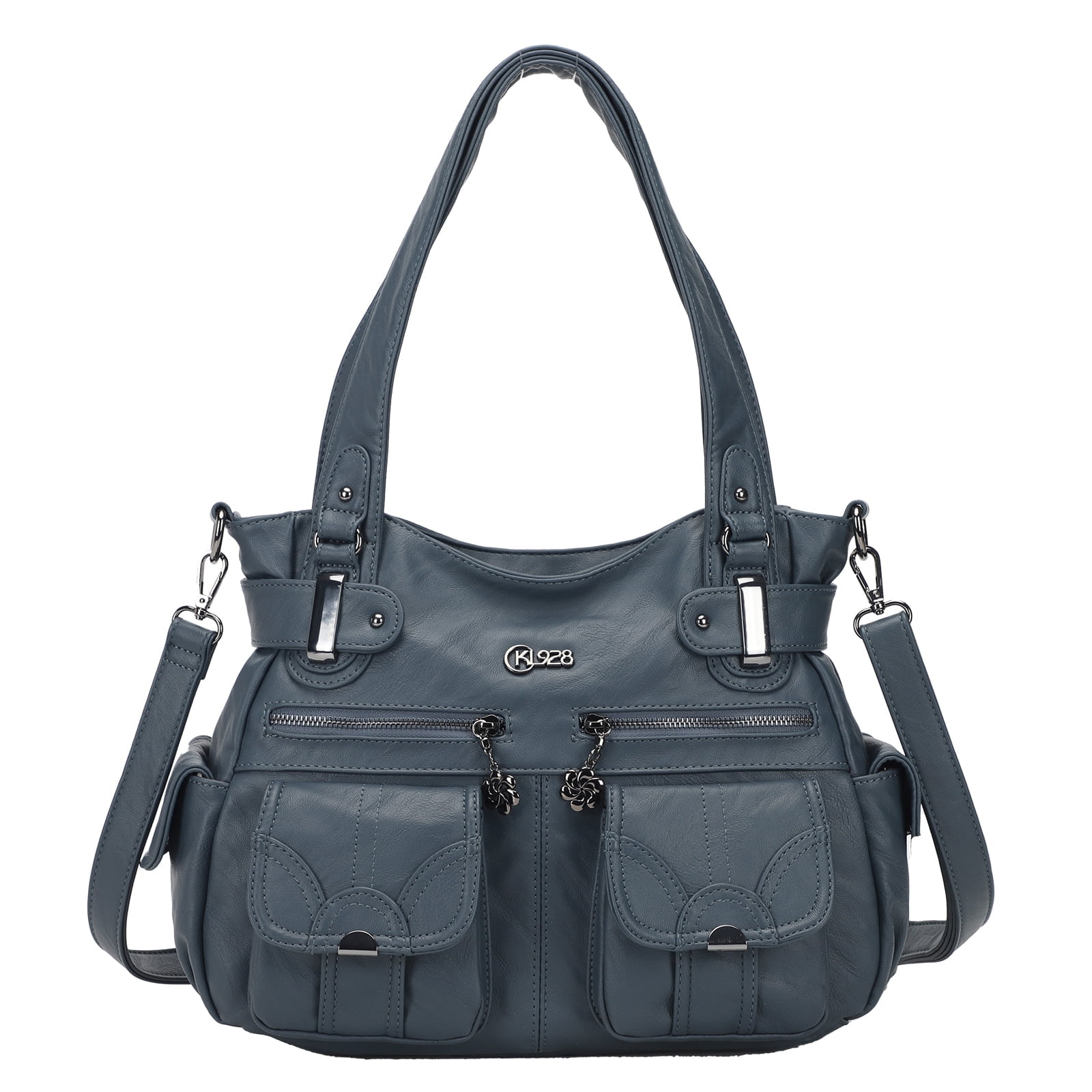 KL928 Women Multi Pocket Satchel Handbags Top Handle Purse Tote Bag Leather Shoulder Bag