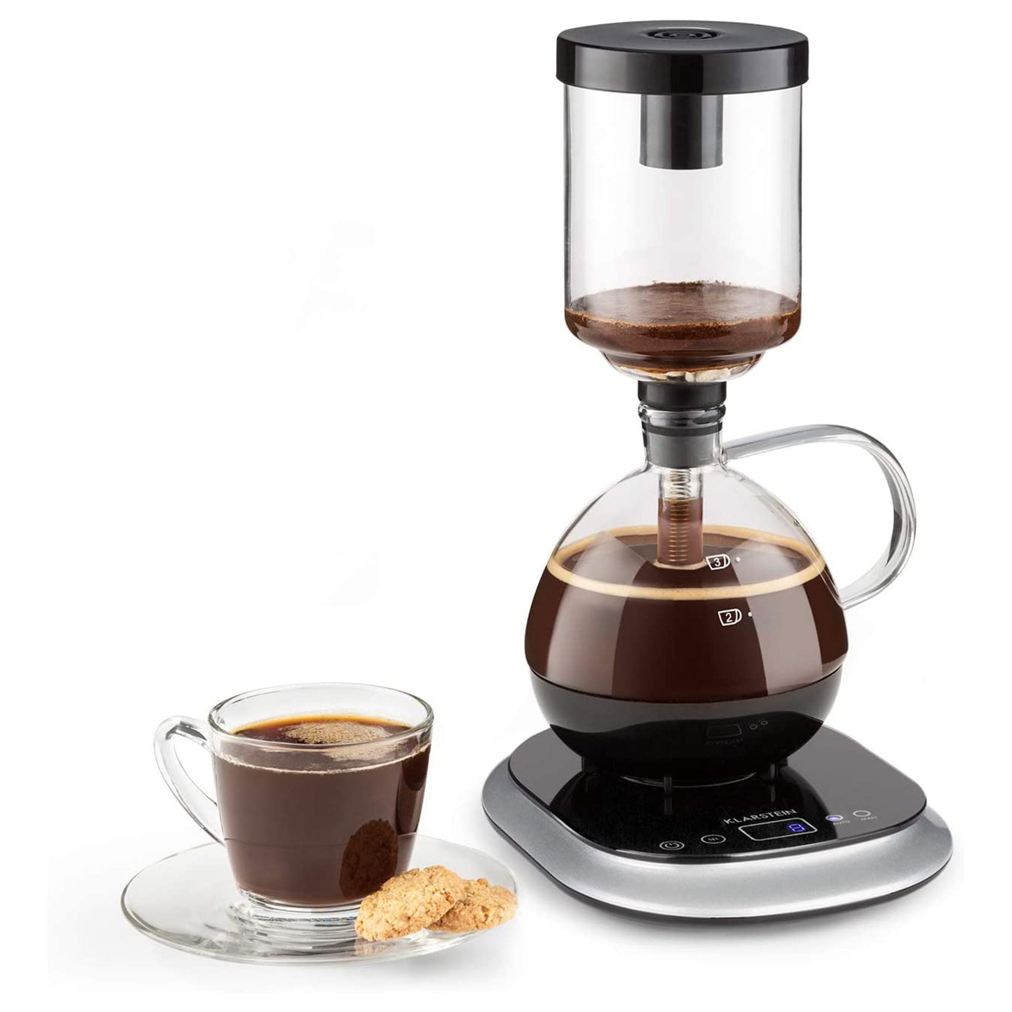 KLARSTEIN Syphon Vacuum Electric Coffee Maker w/ Auto & Manual Mode, Black