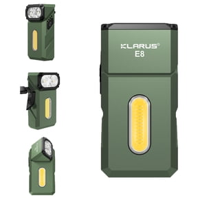Klarus E8 Rechargeable Flashlight,1000 Lumens EDC Flashlight, 180° Swivel Head with Magnetic Base, IPX6,7 Modes,Green