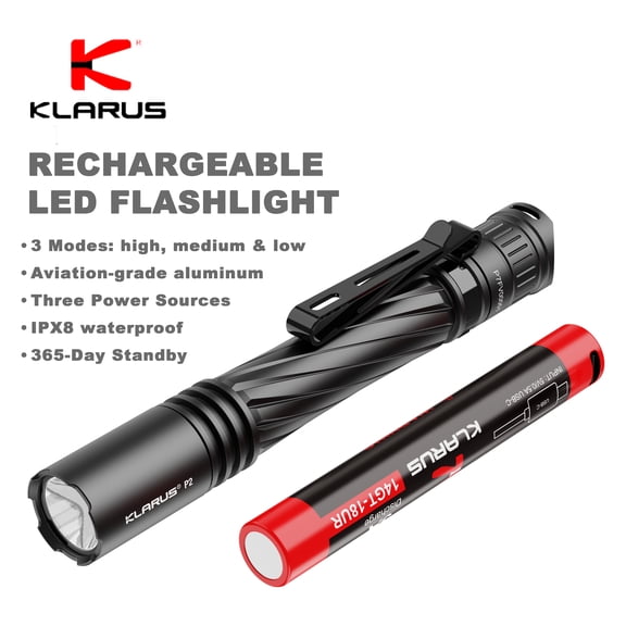 KLARUS Rechargeable Tactical LED Flashlight, 1000 Lumens,IPX8 Waterproof,3 Modes, 365 Days Standby