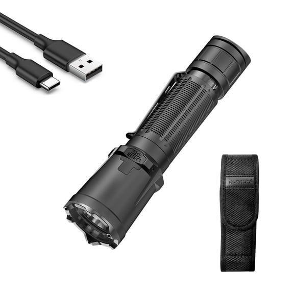 KLARUS XT11GT Pro Rechargeable Flashlight,3300 ANSI Lumens,410 Meters Long,IPX8 Waterproof, 120 Hours Max Runtime, USB C with 3100mAh Battery,Black