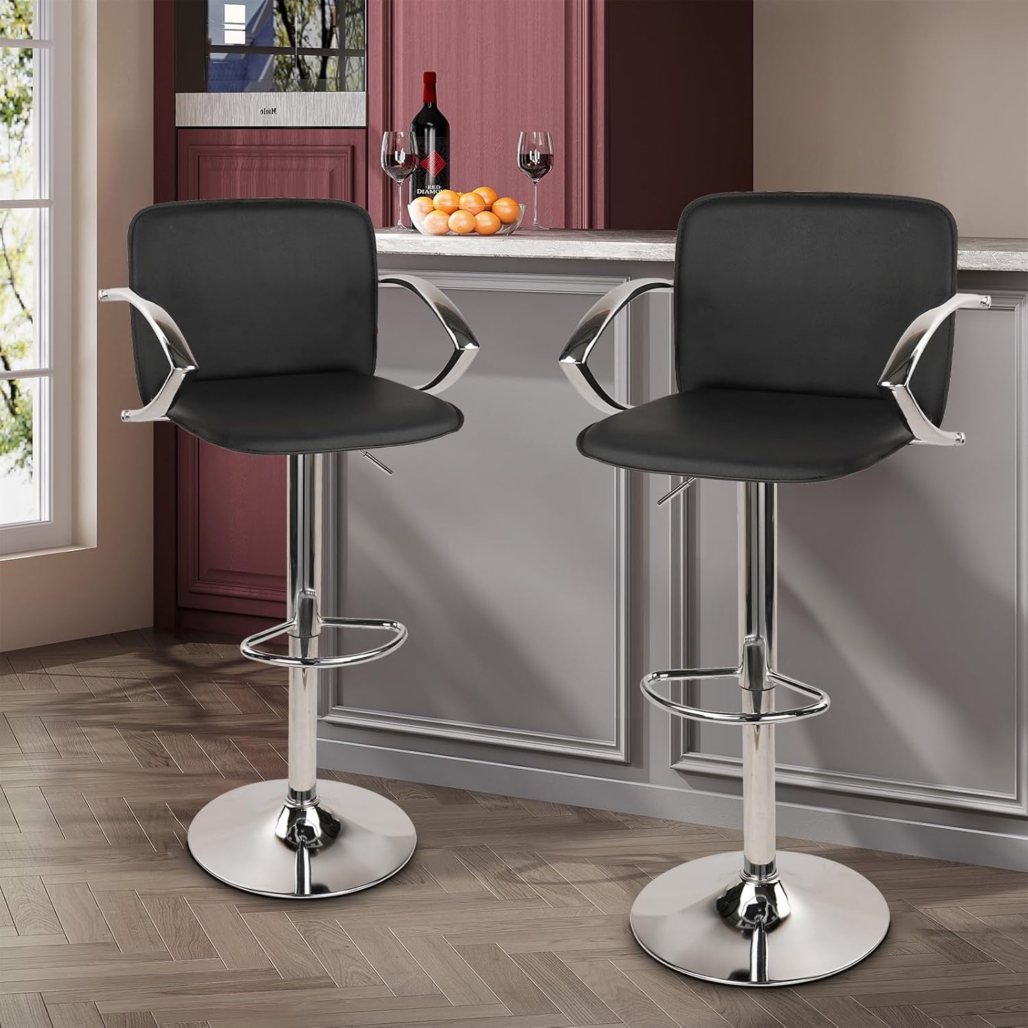 Magshion Adjustable Swivel Bar Stool Set of 4, Modern Faux