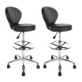 thumbnail image 1 of Black PVC Faux Leather Drafting Chair Set of 2 Rolling Swivel Salon Stool with Back Support Foot Rest Adjustable Hydraulic Seat Height for Massage Facial Spa Medical Drafting Tattoo Beauty, 1 of 9