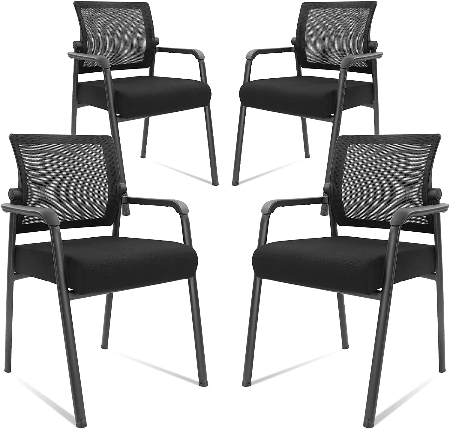 KLASIKA Desk Chair No Wheels with Adjustable Mesh Backrest, Arm Chair with Ergonomic Lumbar