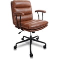 thumbnail image 1 of KLASIKA Ergonomic Office Desk Chair with Wheels and Arms, Faux Leather Computer Chair for Home Bedroom Office, Brown Chair Black Caster Capacity up to 300lb, 1 of 5