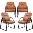 thumbnail image 1 of CLATINA Big & Tall 500 lb. Guest Chair, PU Leather Office Reception Chairs with Sled Base, Desk Chair No Wheels for Waiting Room Conference Lobby Computer Living Room, Brown, 4 Pack, 1 of 6