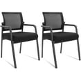 thumbnail image 1 of KLASIKA Office Reception Guest Chair Mid Mesh Back Ergonomic Lumbar Support for Waiting Conference Room Black 2PK, 1 of 7