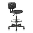 thumbnail image 1 of KLASIKA PU Leather Rolling Stool with Foot Rest Backrest, Drafting Chair with Wheels Adjustable Height, Multi-Purpose Desk Chair for Home Office Bar Kitchen Shop, Black (1PK), 1 of 9