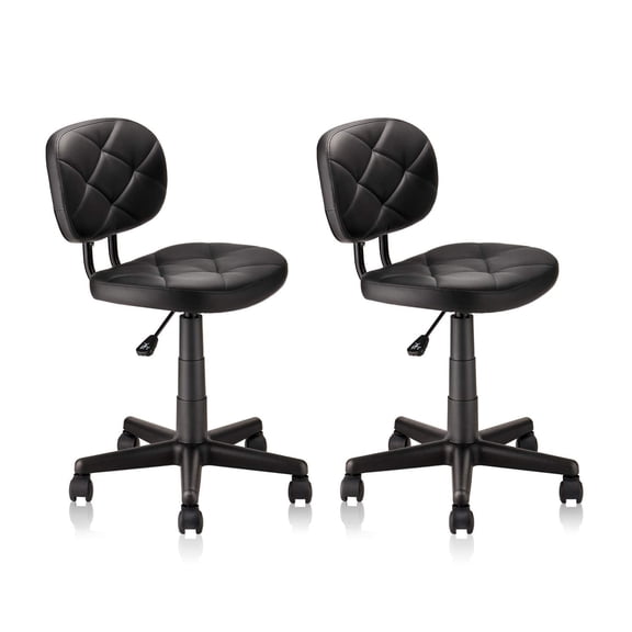 KLASIKA Rolling Stool with Adjustable Height and Pu Leather Backrest Swivel Stool Chair for Salon Tattoo Work Office Massage Black 2pack