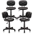 thumbnail image 1 of KLASIKA Round Rolling Stool with Adjustable Height and Pu Leather Backrest Swivel Stool Chair for Salon Tattoo Work Office Massage Black 4pack, 1 of 7