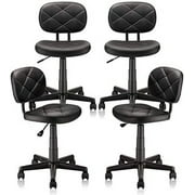 KLASIKA Round Rolling Stool with Adjustable Height and Pu Leather Backrest Swivel Stool Chair for Salon Tattoo Work Office Massage Black 4pack