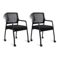 thumbnail image 1 of KLASIKA Waiting Room Chairs with Wheels, Adjustable Mesh Backrest, Desk Chair with Ergonomic Lumbar Support and Thickened Seats Cushion, 2 Pack Black, 1 of 9