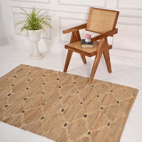 KLAVATE Abstract Geometric Flatweave Modern Decor Jute Rug