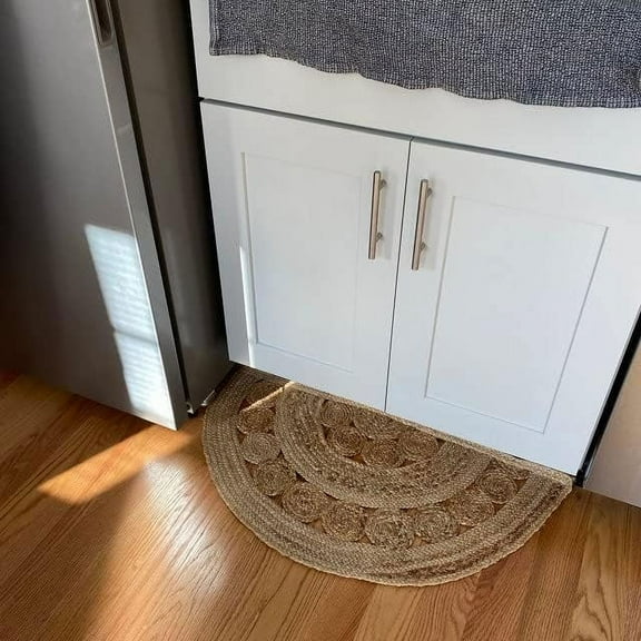 KLAVATE Indian Handmade Natural Jute Front Door Rug Outdoor Welcome Mat Floor Carpet Area Rug Door Mat Celeste Tan Half Circle Jute Rug Front Door Entry Mat