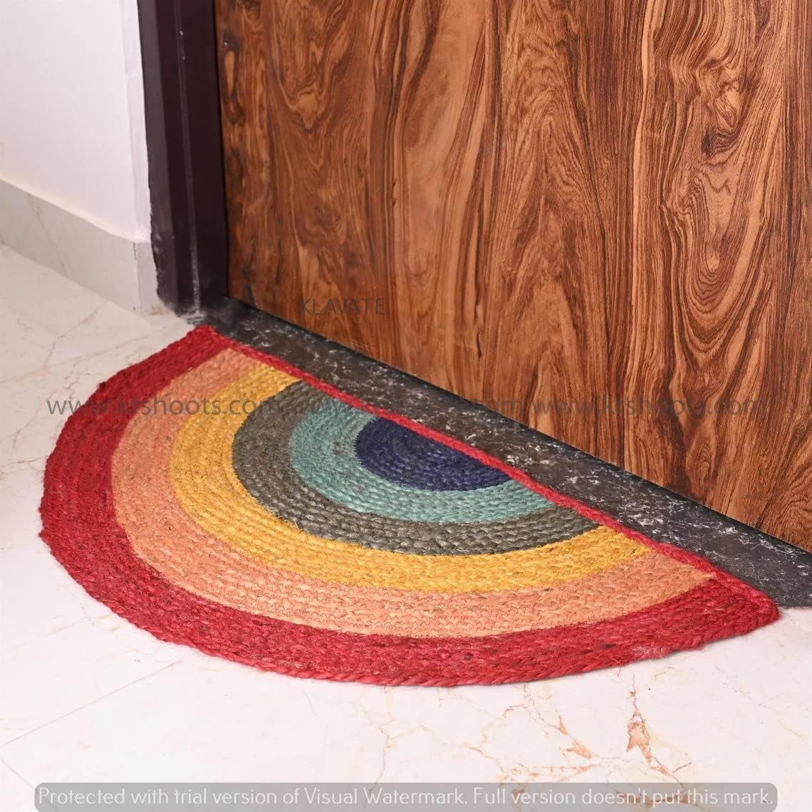 KLAVATE Indian Handmade Natural Jute Front Door Rug Outdoor Mat