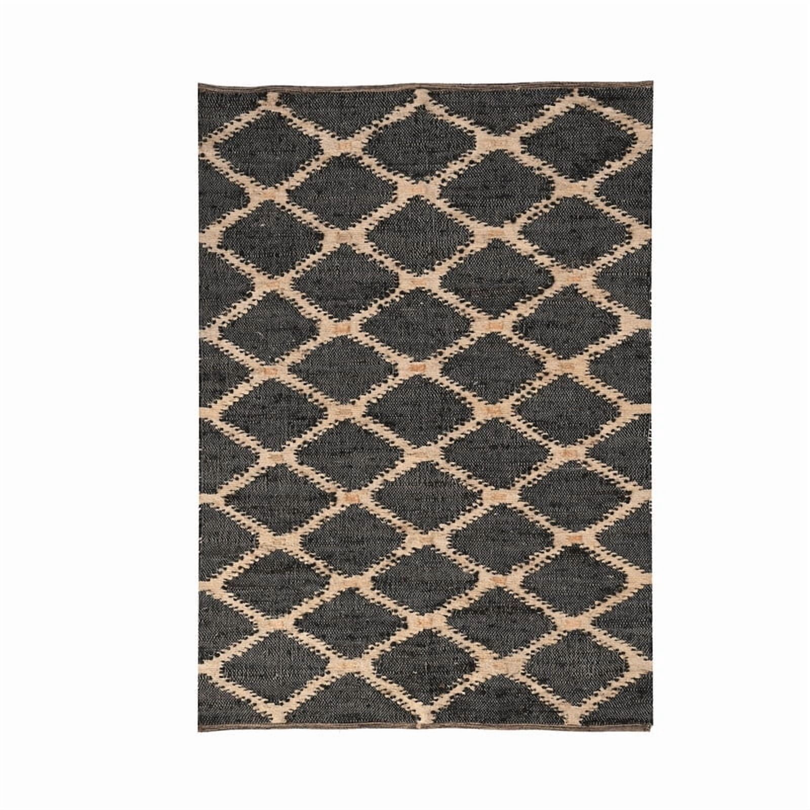 KLAVATE Modern Flatweave Diamond Pattern Jute Rug Ideal for Living Room