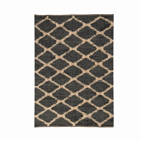 KLAVATE Modern Flatweave Diamond Pattern Jute Rug Ideal for Living Room