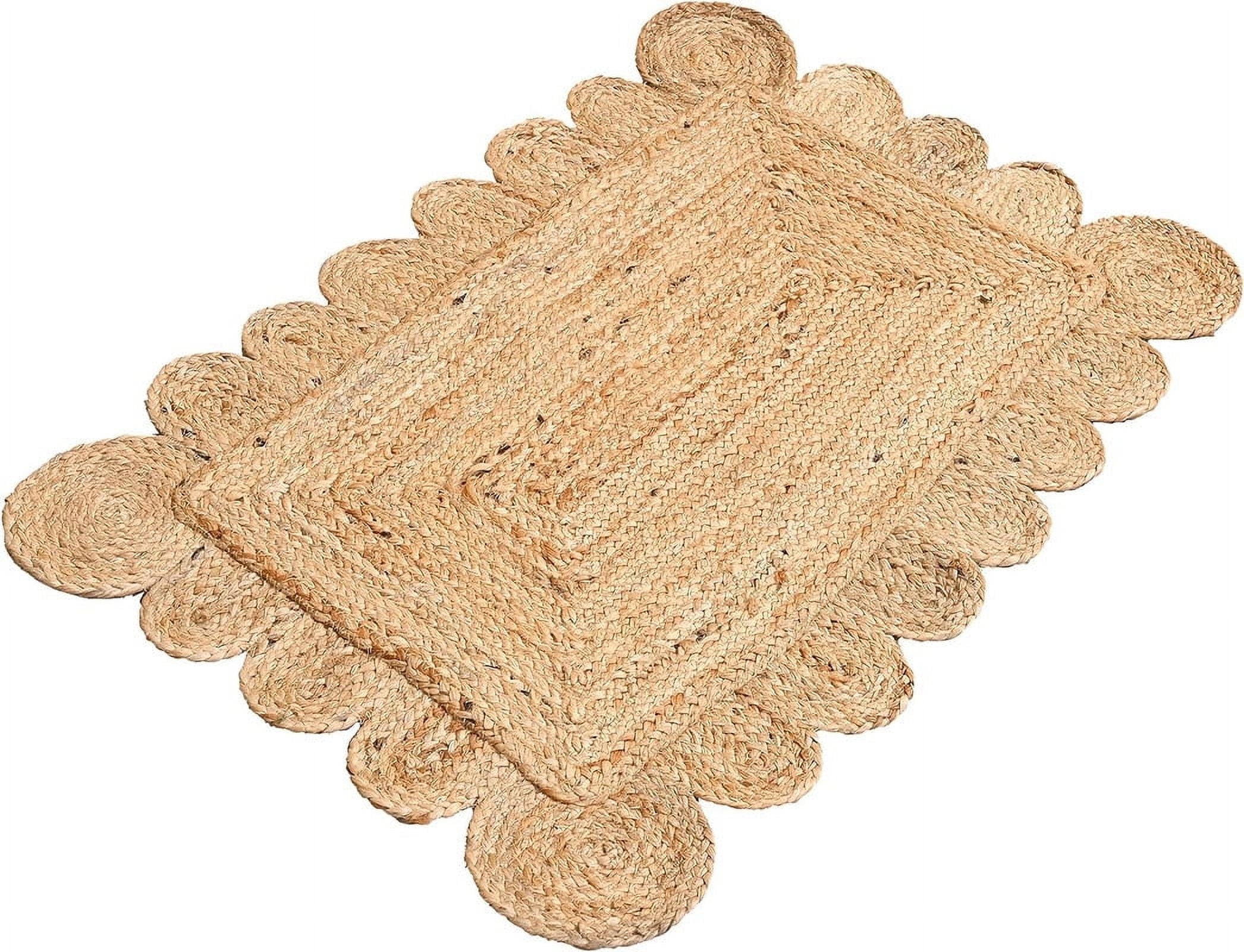 KLAVATE Natural Jute Hand Braided Scalloped Area Rug - Walmart.com
