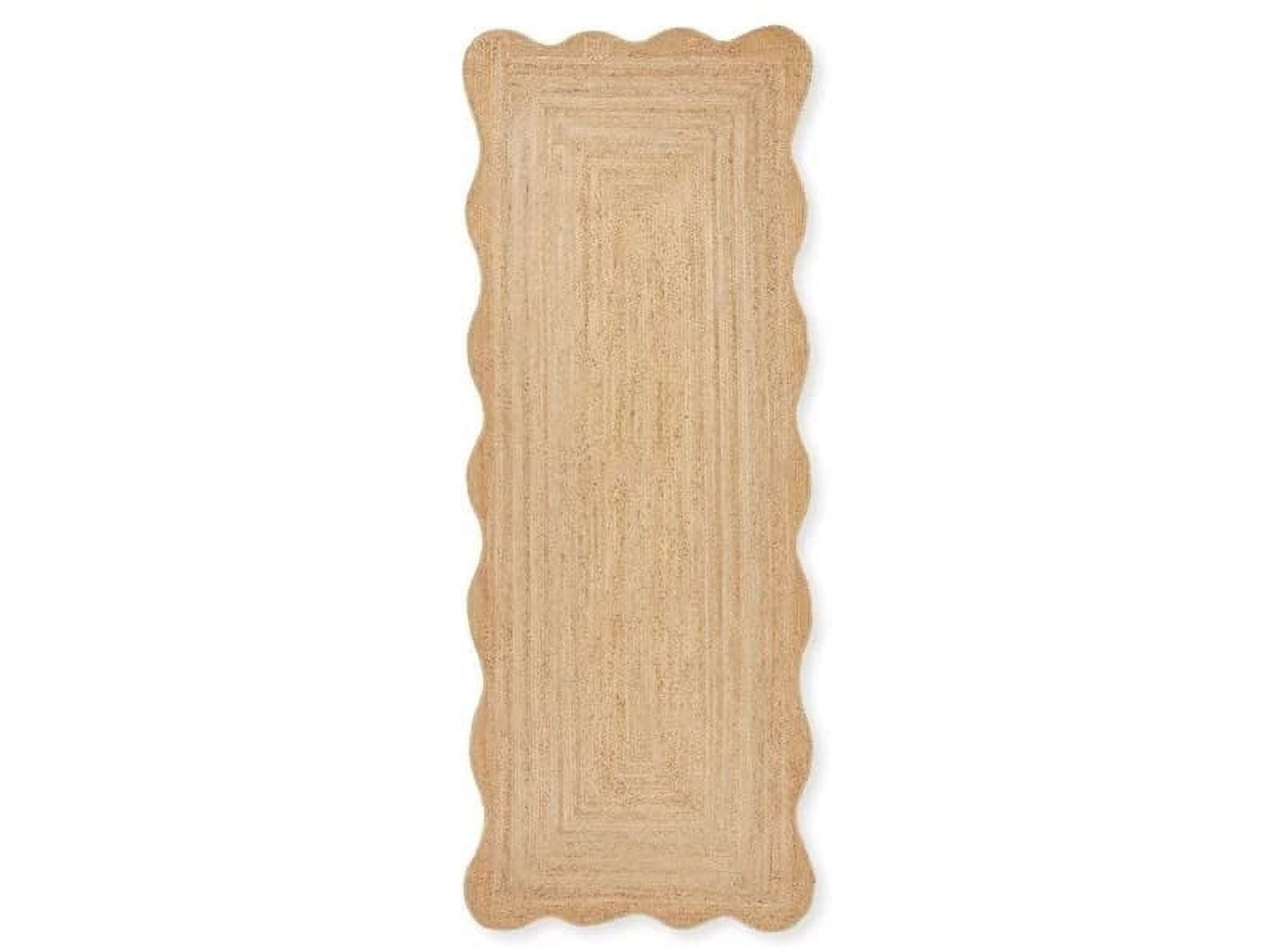 KLAVATE Natural Jute Wave Edge Hand Braided Scalloped Farmhouse Jute ...