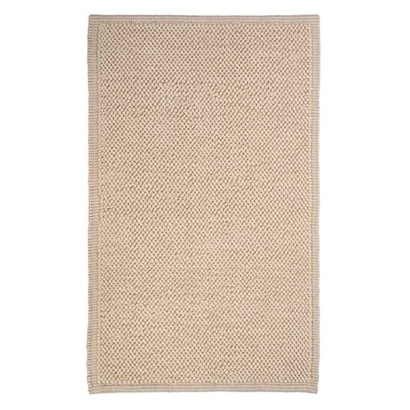 KLAVATE Natural Wool Cotton Textured Pebble Braided Ivory Contemporary Living Room Carpet