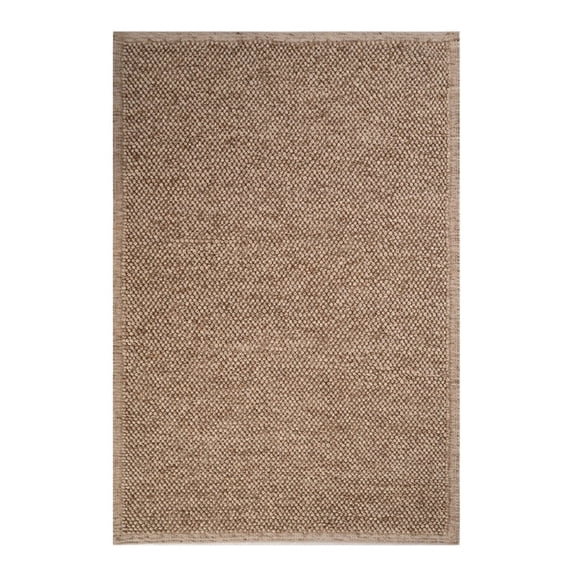 KLAVATE Natural Wool Cotton Textured Pebble Braided Ivory Contemporary Living Room Carpet