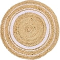 thumbnail image 1 of KLAVATE Round Shape Braided Rug Floor Rug mat Cotton Home Decor Rug Circular Meditation mat Yoga mat Jute Rug Solid Area Rugs (2 feet, White), 1 of 3