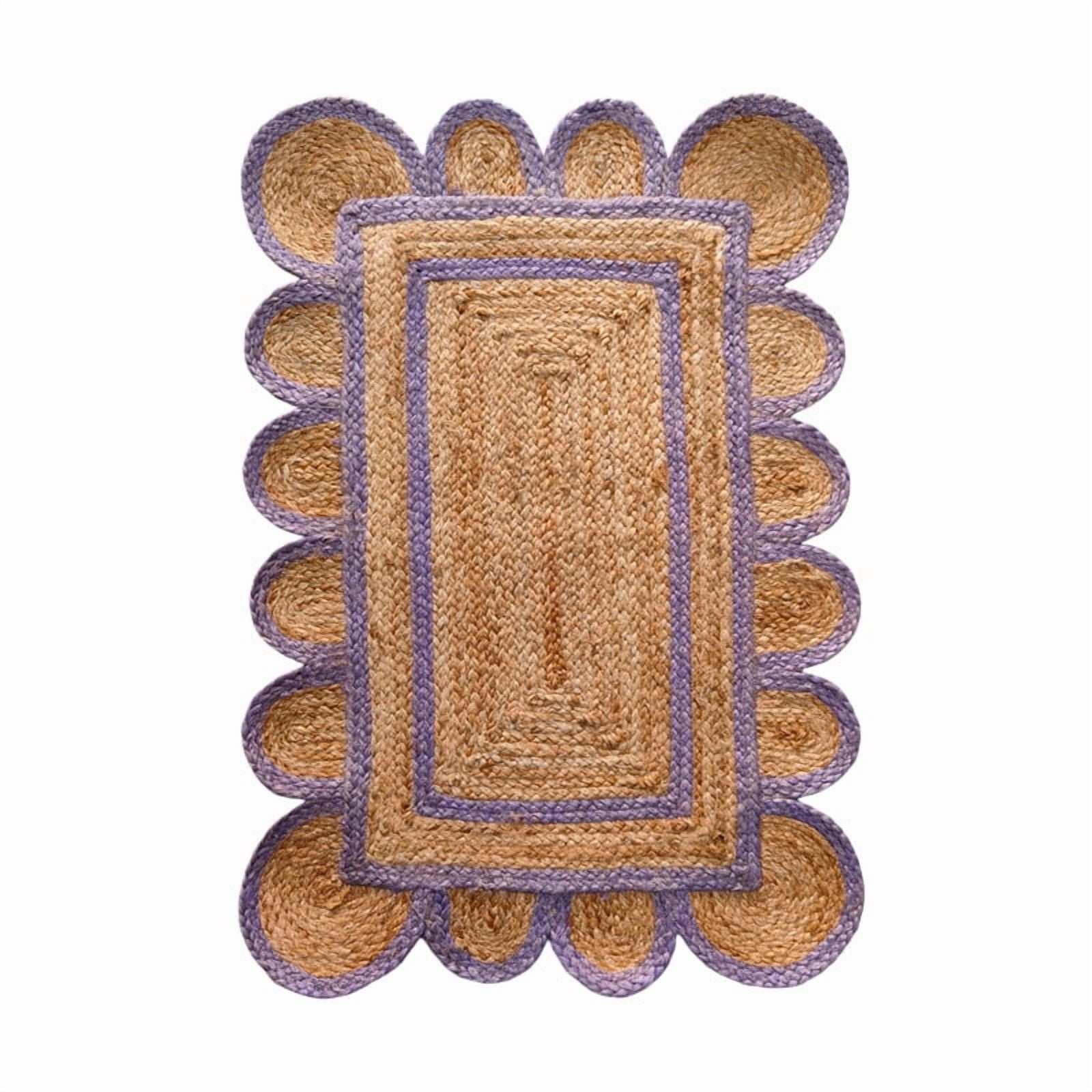 KLAVATE Scalloped Natural Mini Jute Rug