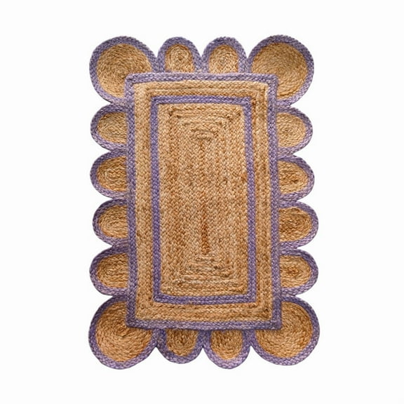 KLAVATE Scalloped Natural Mini Jute Rug