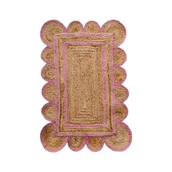 KLAVATE Scalloped Natural Mini Jute Rug