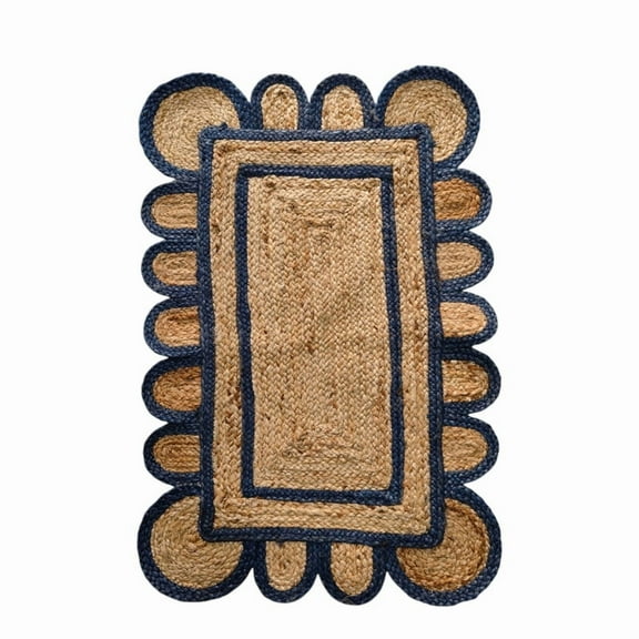 KLAVATE Scalloped Natural Mini Jute Rug