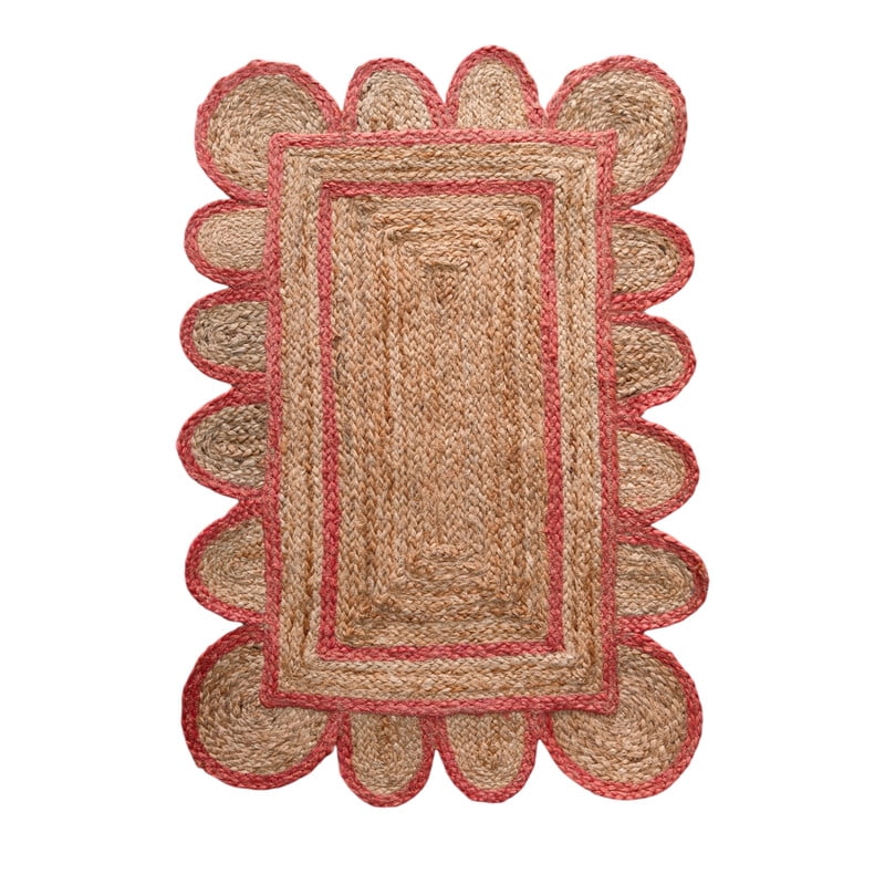 KLAVATE Scalloped Natural Mini Jute Rug