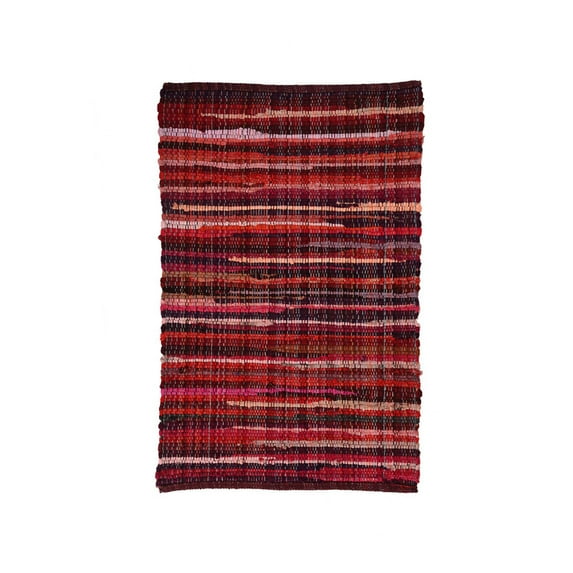 KLAVATE Striped Rag Rug Hand Woven & Reversible for Living Room Chindi Rug