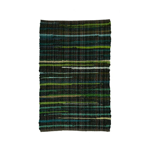 KLAVATE Striped Rag Rug Hand Woven & Reversible for Living Room Chindi Rug