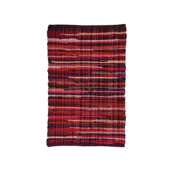 KLAVATE Striped Rag Rug Hand Woven & Reversible for Living Room Chindi Rug