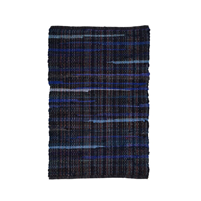 KLAVATE Striped Rag Rug Hand Woven & Reversible for Living Room