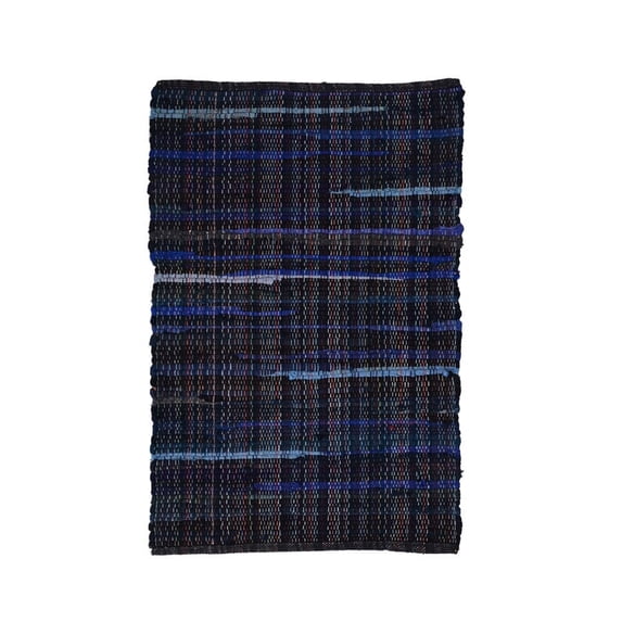 KLAVATE Striped Rag Rug Hand Woven & Reversible for Living Room Chindi Rug