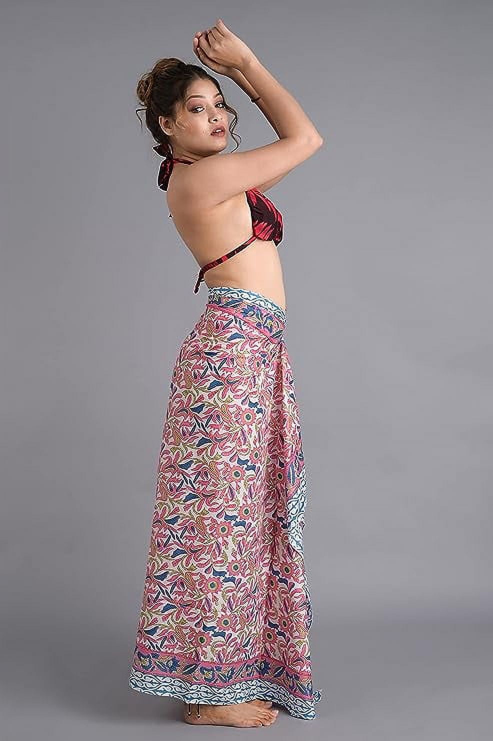 Craft N Cotton Pure Cotton Hand Block Print Sarong - 73 X 44 Inch, Swimsuit Cover Up, Beach Wrap, Multi Color - View #3