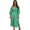 thumbnail image 1 of KLAVATE Women's Deep V Neck Handblock Printed Summer Midi Dress, 1 of 4