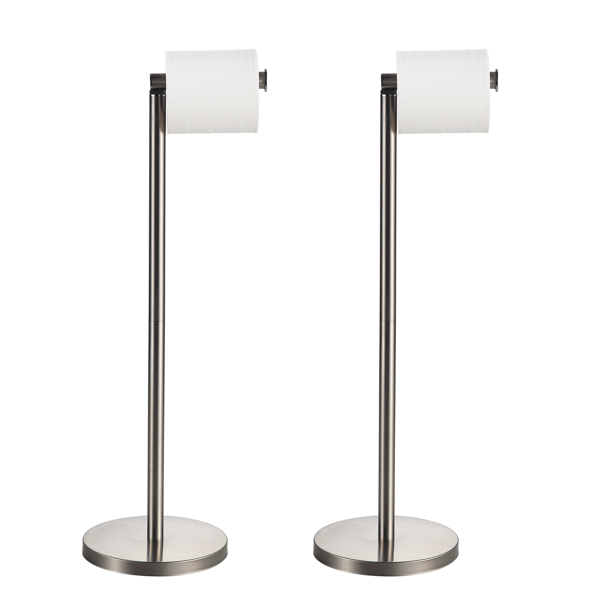 KLDKLD Toilet Paper Holder Stand,Brushed Nickel Toilet Paper Holder SUS 304 Stainless Steel,Free Standing Toilet Paper Holder for Bathroom,Weighted Base Bathroom Toilet Paper Holder for 2 Pack