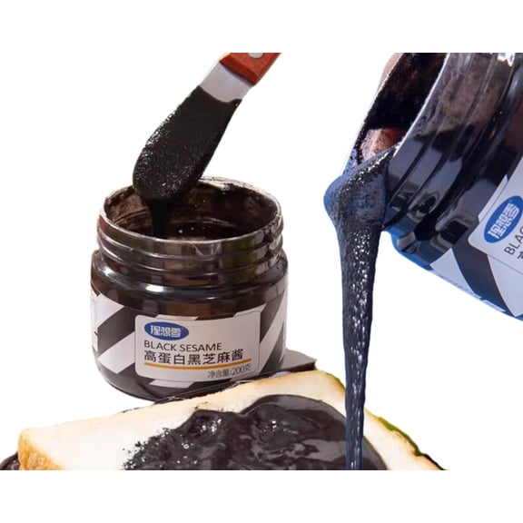 KLDSCP Black Sesame Paste Spread, Premium Ground Black Sesame Jam (7.05 oz, Pure Black Sesame)