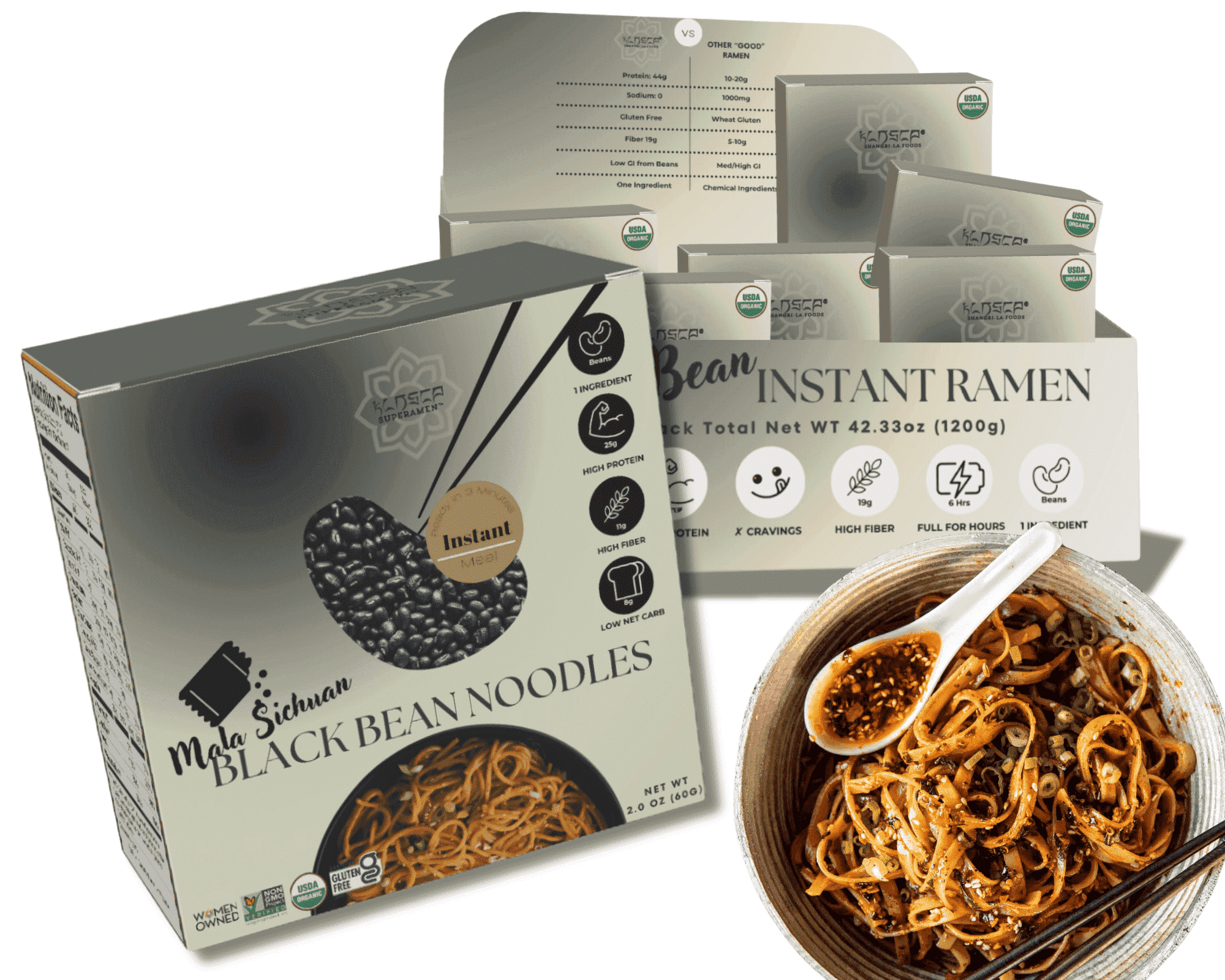 KLDSCP Chili Crisp Ramen, 100% Plant Based, Keto Friendly, High Protein, Low Carb, Packaged Noodle Meal Kit, Ready To Eat, 6 Pack