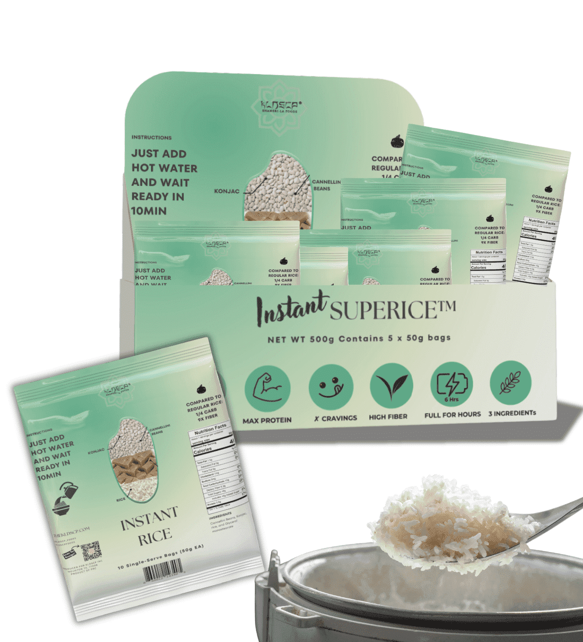 KLDSCP Low Carb Instant Keto Protein Rice, Gluten-