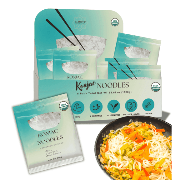KLDSCP Organic Shirataki Konjac Noodles, Vegan, Gluten-Free, 6 Count, 53.61 Oz
